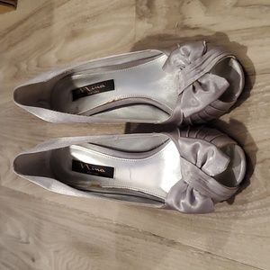 Silver Satin Nina Heels